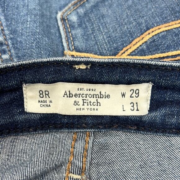 Abercrombie & Fitch Junior's High Waisted Blue Denim Cuffed Shorts Size 8R - Picture 9 of 14